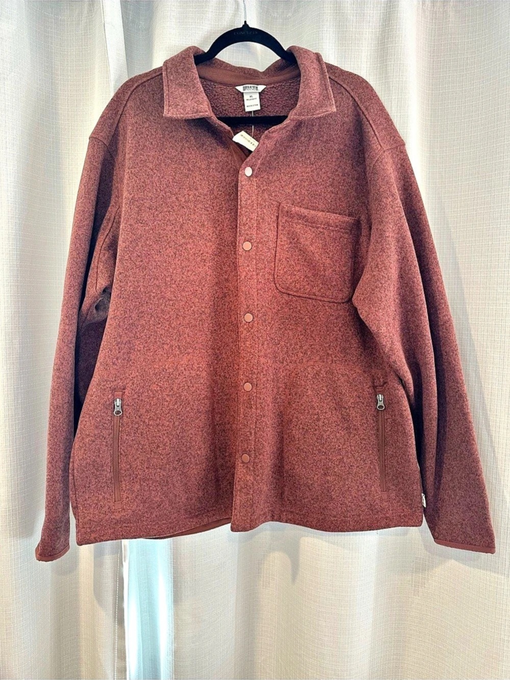 NWT Duluth Trading Sweater Fleece Jacket Rust Fleece Size XL